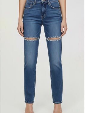 BEBE Bling Slit Straight leg jean, size 8